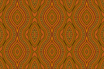 African pattern with curved lines, orange color, illustration 
