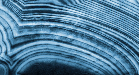 detailed macro of agate dark and light blue lines