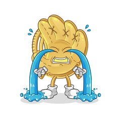 baseball glove crying illustration. character vector