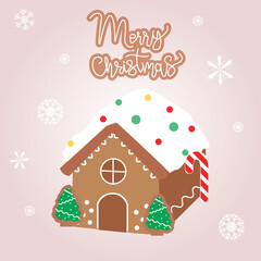 Merry Christmas Gingerbread House with xmas decoration