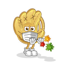 baseball glove refuse viruses cartoon. cartoon mascot vector