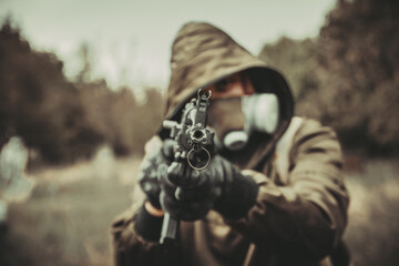 military, cosplay, war, man, military uniform, weapons, shooting, machine gun, rifle, ammunition,...