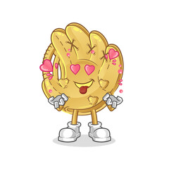 baseball glove fallin love vector. cartoon character