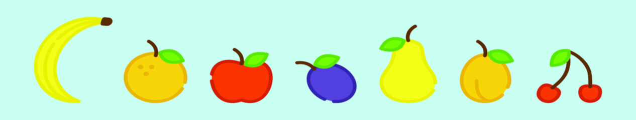 set of fruit cartoon icon design template with various models. vector illustration isolated on blue background