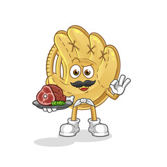 baseball glove chef with meat mascot. cartoon vector