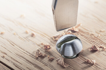 screwdriver screw bolt in a wood oaks plank