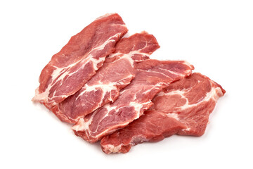Raw pork meat, isolated on white background