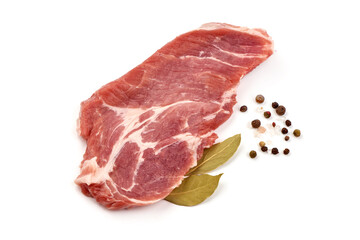 Raw pork belly, isolated on white background