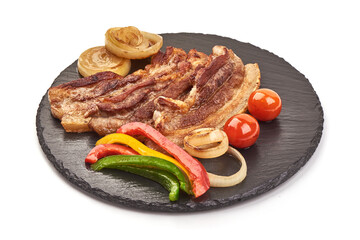 Fried Bacon, isolated on white background