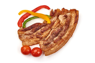 Fried Bacon, isolated on white background