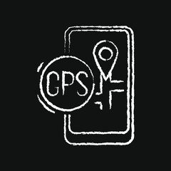 chalk icon, gps mobile application, line icon