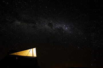 night sky showing the amazing milky way of the southern hemisphere. deep look into the galaxy with stars across the sky