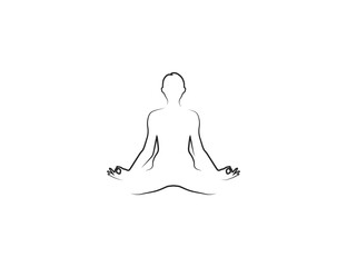 Lotus position, padmasana, yoga line icon. Vector illustration.