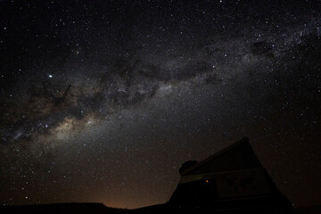 night sky showing the amazing milky way of the southern hemisphere. deep look into the galaxy with stars across the sky