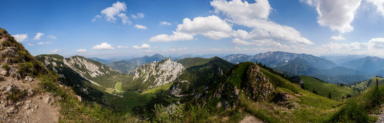 Fototapeta na wymiar Panorama view from mountain Rotwand in Bavaria, Germany
