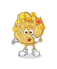 baseball glove laugh and mock character. cartoon mascot vector