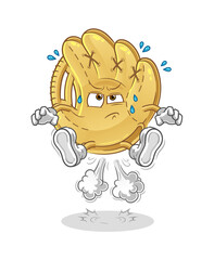 baseball glove  fart jumping illustration. character vector