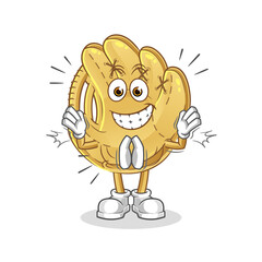 baseball glove applause illustration. character vector