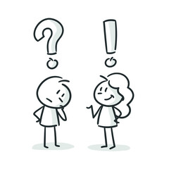 stick figures: question, answer, q&a, survey, idea (no. 6)