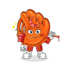 baseball glove samurai cartoon. cartoon mascot vector