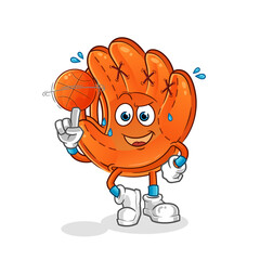 baseball glove playing basket ball mascot. cartoon vector