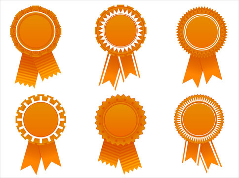 Orange award rosette.To see the other vector rosette illustrations , please check Badge and Label collection.