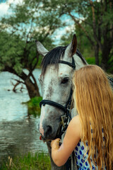 Obraz premium girl and horse