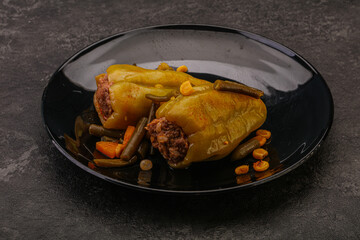 Baked stuffed bell pepper with meat