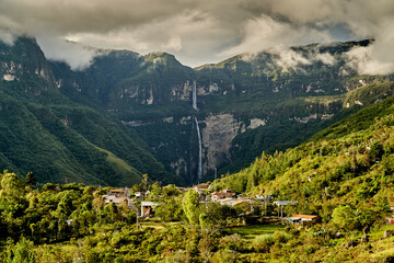 Gocta Cataracts, Catarata del Gocta, are perennial waterfalls with two drops located in Perus...
