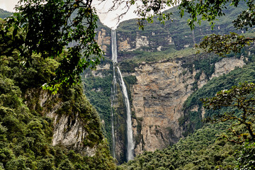 Gocta Cataracts, Catarata del Gocta, are perennial waterfalls with two drops located in Perus...