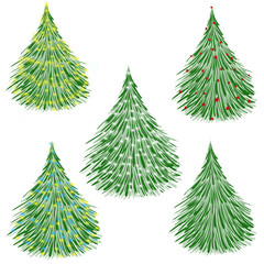 Different Christmas tree set illustration. Can be used for greeting card, invitation, banner, web design. Christmas trees isolated on white background