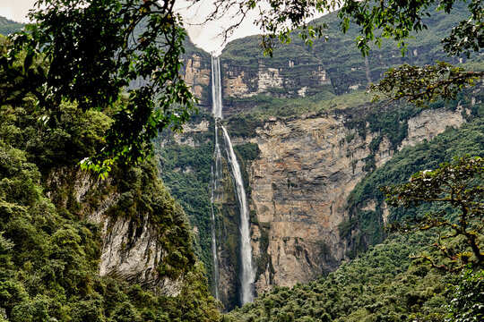 Gocta Cataracts, Catarata del Gocta, are perennial waterfalls with two drops located in Perus province of Bongara in Amazonas, third highest water fall in the world