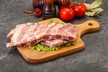 Raw pork ribs for cooking