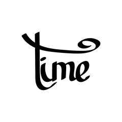 Time. Isolated calligraphy lettering, graphic design template, vector illustration