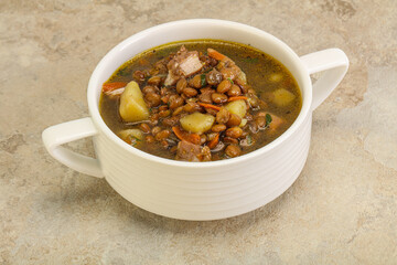 Lentil soup with chicken and vegetables