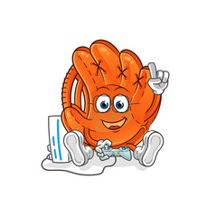 baseball glove playing video games vector. cartoon character
