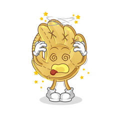baseball glove dizzy head mascot. cartoon vector