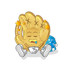 baseball glove sleeping character. cartoon mascot vector