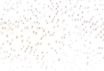 Obraz premium Light Orange vector texture with musical notes.
