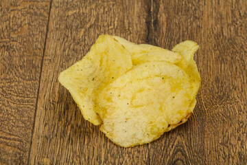 Natural potato salted chips heap