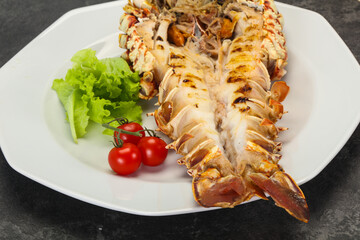 Grilled crayfish in the plate