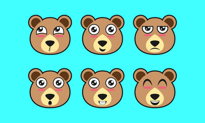vector illustration of a cute animal face expression logo, pet, bear icon