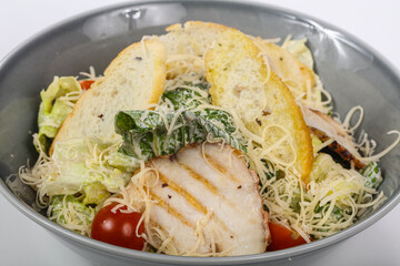 Traditional Caesar salad with chicken