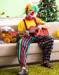 Funny clown in Christmas celebration concept