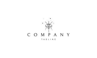 Vector logo on which an abstract image of an alchemical symbol in the form of an all seeing eye.
