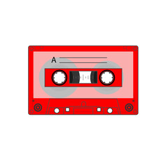 Red audio cassette, for print t-shirt , web