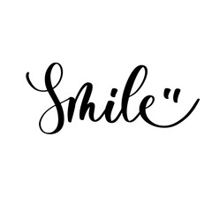 Smile - vector calligraphic inscription with smooth lines.