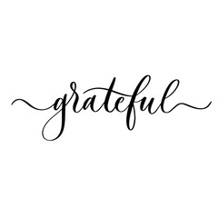 Grateful - vector calligraphic inscription with smooth lines.