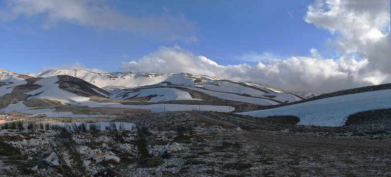 summit of Mount Lebanon with snow, in Faraya
