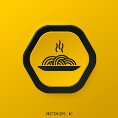spagetti Icon on hexagon yellow Internet Button Original Illustration